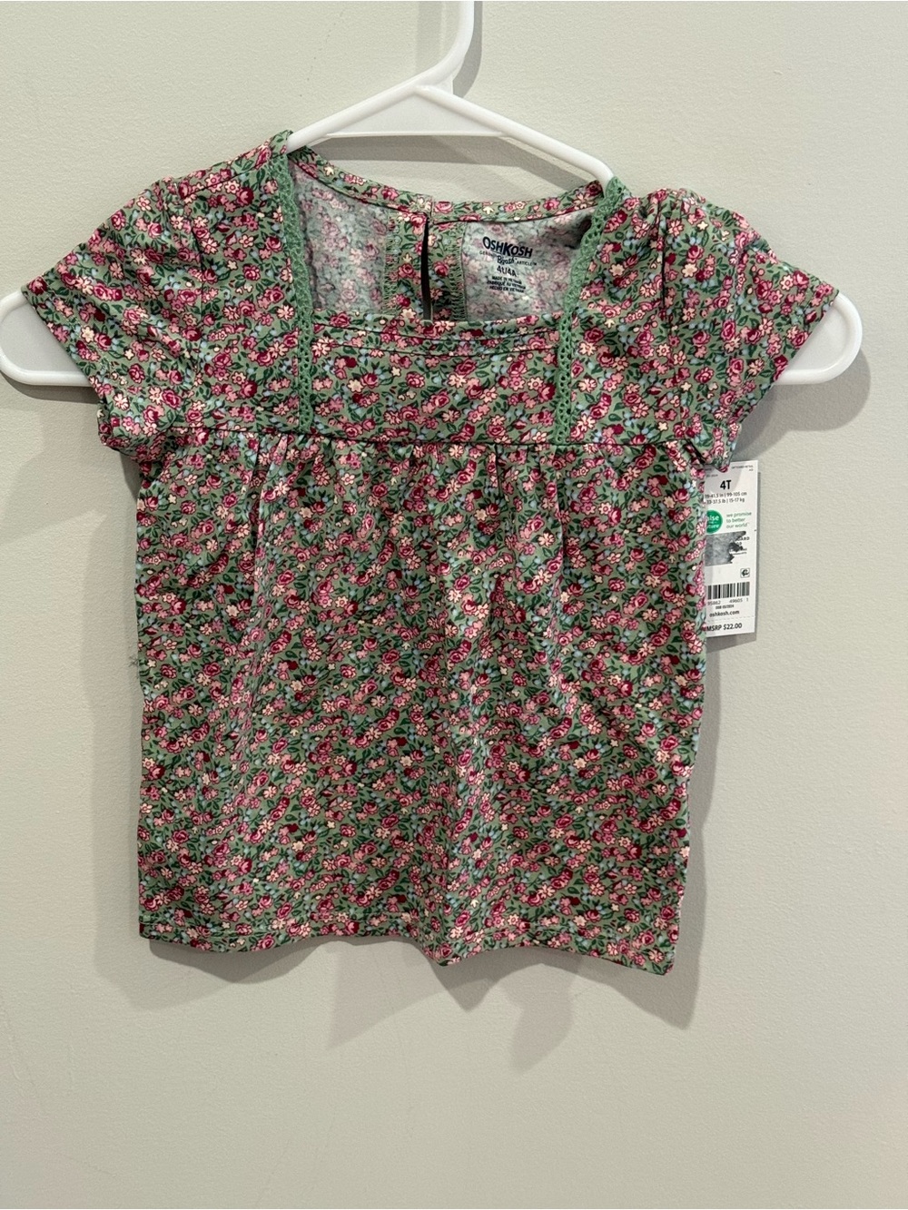 New OshKosh B'gosh Pink Floral Toddler Tee - 4T 233